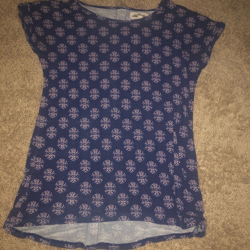“hippie rose” navy blue/ pink blouse